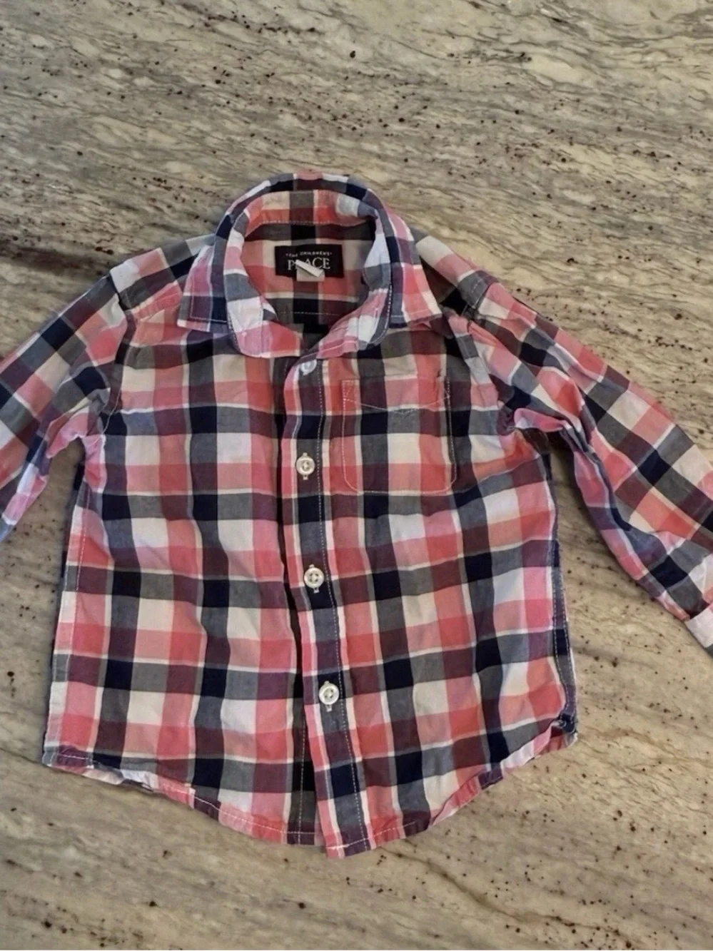 The Children's Place Pink, Navy & White,Janie &jack Plaid Button-Down Shirt